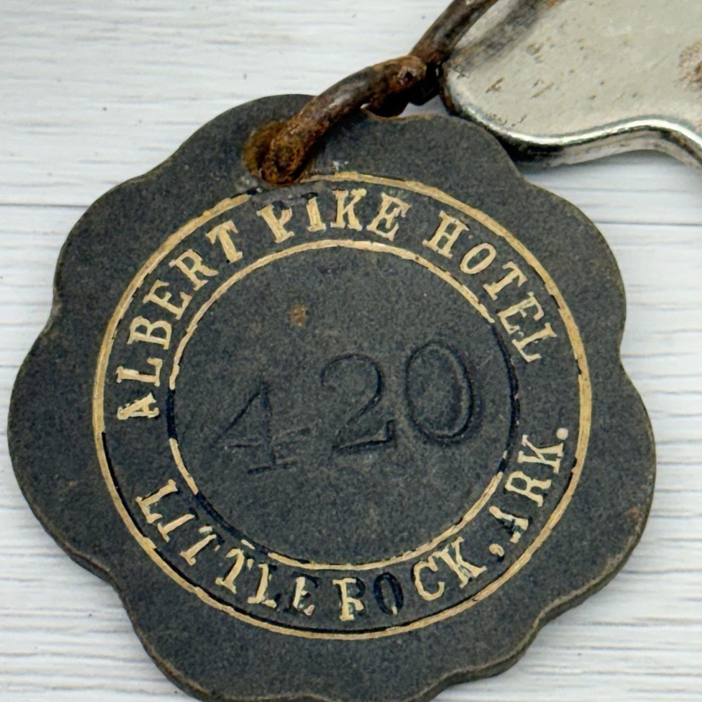 Vintage Albert Pike Hotel Room Key 420 Little Rock Arkansas Sargent Skeleton Key